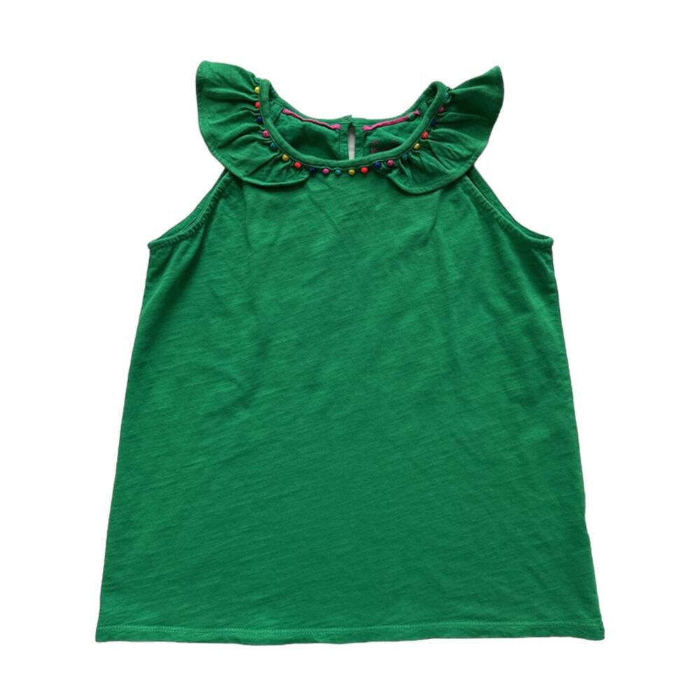Mini Boden Pom Trim Ruffle Tank Top Size 11-12y